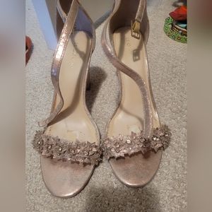 Lechateau rose gold floral sandals heels